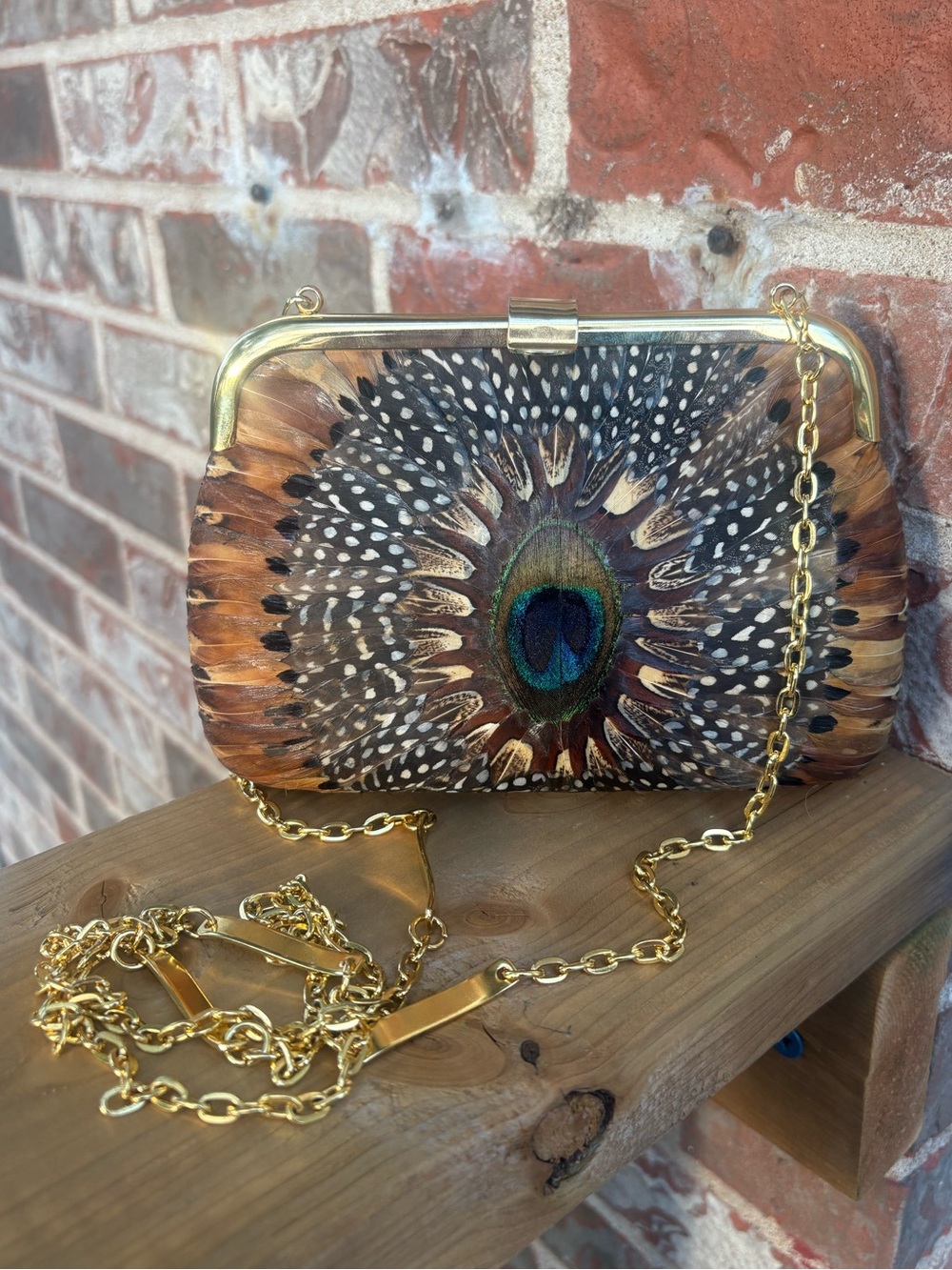 vintage peacock feather bag